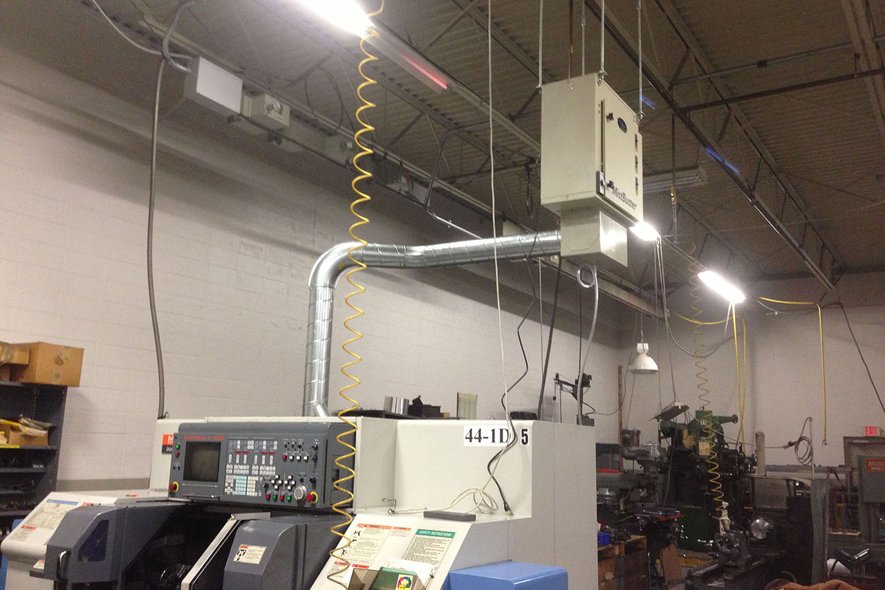 Ducted MistBuster in a Machine Shop