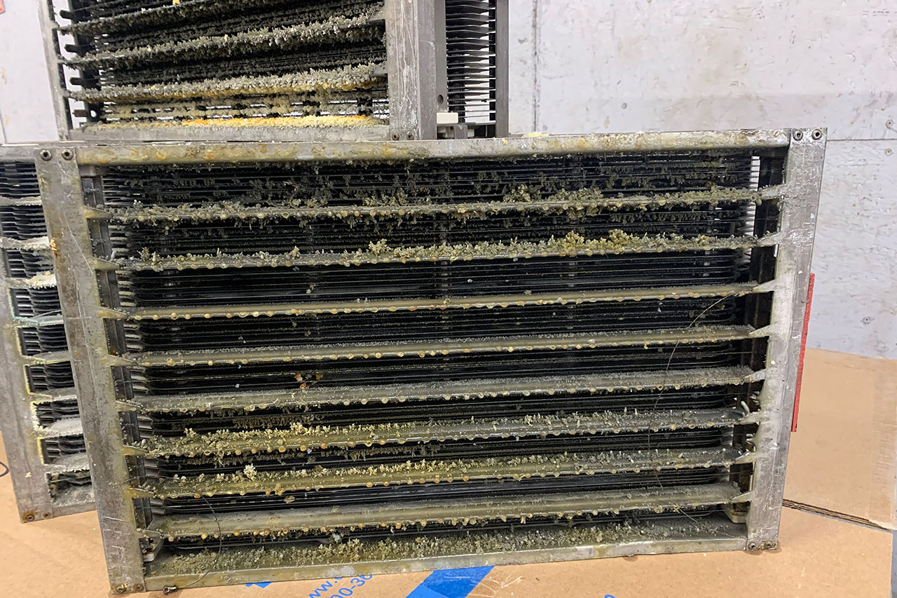 Oil Residue on Electrostatic Cells Needs Cleaning